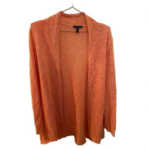 Eileen Fisher Orange Long Sleeve Open Front Cardigan Sweaters Size Large